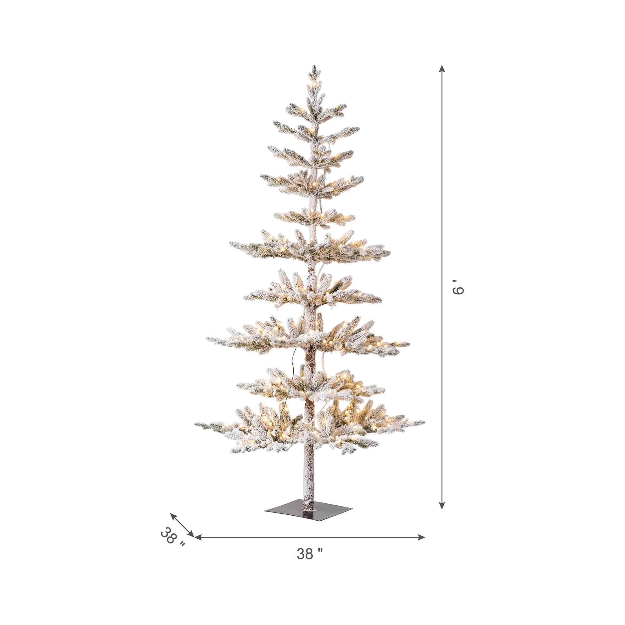 6ft. Pre-Lit Deluxe Flocked Pine Artificial Christmas Tree, Warm White LED Lights